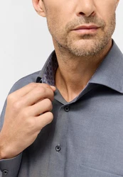 Eterna Langarmhemd MODERN FIT NON IRON Grau/Dunkelblau/Blau
