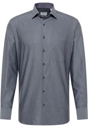 Eterna Langarmhemd MODERN FIT NON IRON Grau/Dunkelblau/Blau
