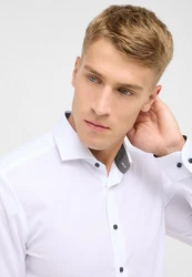 Eterna Businesshemd Slim Fit Haifischkragen Weiß/Creme/Dunkelblau/Dunkelrot
