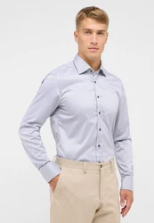 Eterna Langarmhemd SLIM FIT NON IRON Weiß/Creme/Grau