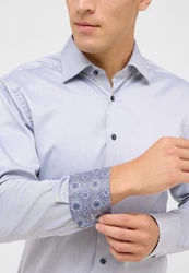 Eterna Langarmhemd SLIM FIT NON IRON Weiß/Creme/Grau