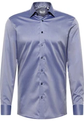 Eterna Langarmhemd SLIM FIT NON IRON Blau/Fliederfarben/Grau