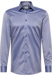 Eterna Langarmhemd SLIM FIT NON IRON Blau/Fliederfarben/Grau