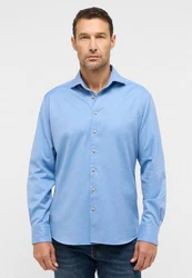 Eterna Langarmhemd Modern Fit Easy Iron Hellblau/Blau