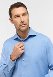 Eterna Langarmhemd Modern Fit Easy Iron Hellblau/Blau