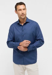 Eterna Langarmhemd Modern Fit Easy Iron Blau/Dunkelblau/Hellblau