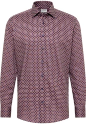 Eterna Langarmhemd MODERN FIT NON IRON Rot/Braun