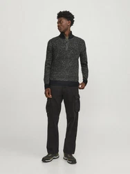 JACK & JONES Pullover 'JCOSpace' Dunkelgrau/Schwarz/Grau