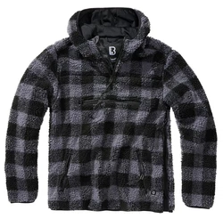 Brandit Teddyfleece Worker Pullover Schwarz/Lila/Dunkelgrau