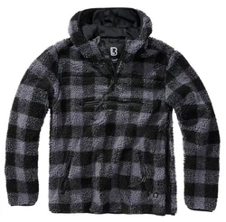 Brandit Teddyfleece Worker Pullover Schwarz/Lila/Dunkelgrau