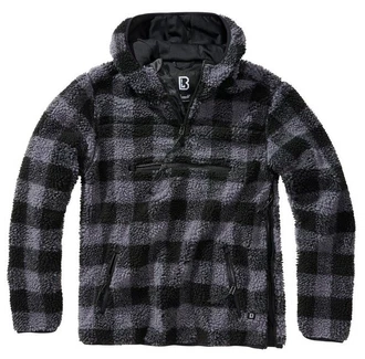 Brandit Teddyfleece Worker Pullover Schwarz/Lila/Dunkelgrau