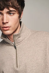 Next Sweatshirt Jersey-Sweatshirt mit Reißverschlusskragen Khaki/Braun/Beige/Hellblau