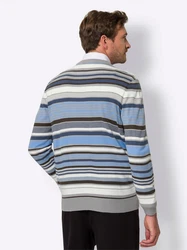 Sieh an! Strickpullover Rundhalspullover Grau/Blau