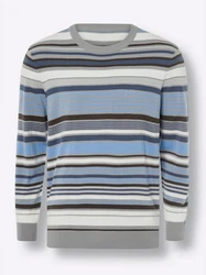 Sieh an! Strickpullover Rundhalspullover Grau/Blau
