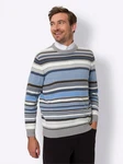 Sieh an! Strickpullover Rundhalspullover Grau/Blau