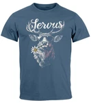 Neverless Print-Shirt Herren T-Shirt Hirsch Tracht Modern Lustig Volksfest Bayern Servus Türkis/Blau/Grau/Lila/Grün