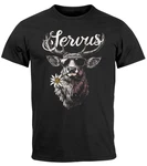 Neverless Print-Shirt Herren T-Shirt Hirsch Tracht Modern Lustig Volksfest Bayern Servus Grau/Schwarz/Lila/Grün