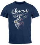 Neverless Print-Shirt Herren T-Shirt Hirsch Tracht Modern Lustig Volksfest Bayern Servus Grau/Blau/Lila/Türkis/Dunkelblau