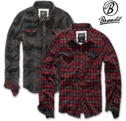 Brandit Herren Duncan Langarmhemd Rot/Dunkelrot