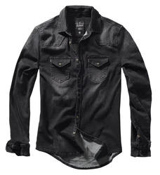 Brandit Hemd Riley Denim Grau/Schwarz/Dunkelgrau