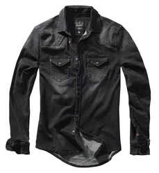 Brandit Hemd Riley Denim Grau/Schwarz/Dunkelgrau