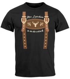 Print-Shirt Herren T-Shirt Lederhose Ersatz Tracht Kostm Volksfest Bierfest mit Print