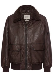 Lederjacke mit abnehmbarem Kragen