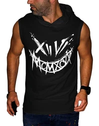 RMK Tanktop Herren Muskelshirt Gym Shirt Smyle mit Kapuze Schwarz/Grau
