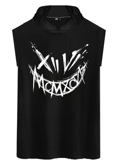 RMK Tanktop Herren Muskelshirt Gym Shirt Smyle mit Kapuze Schwarz/Grau