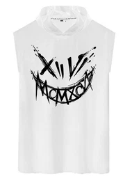 Tanktop Herren Muskelshirt Gym Shirt Smiley Smyle mit Kapuze rmellos