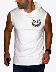 RMK Tanktop Herren Muskelshirt Gym Shirt Smyle mit Kapuze Weiß/Dunkelblau/Grün