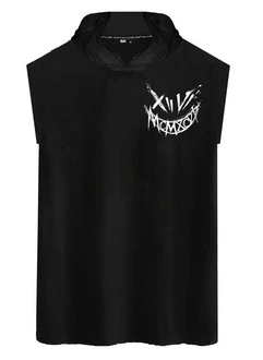 RMK Tanktop Herren Muskelshirt Gym Shirt Smyle mit Kapuze Schwarz/Grün RMK Tanktop Herren Muskelshirt Gym Shirt Smyle mit Kapuze Schwarz/Grün