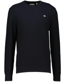 Gant Strickpullover aus Bio Baumwolle Dunkelblau/Blau/Schwarz