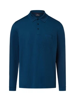 RAGMAN Poloshirt Langarm Polo Dunkelblau/Blau/Hellblau