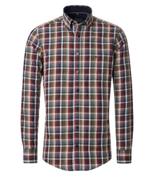 CASAMODA Langarmhemd B.D. Comfort Fit Rot/Dunkelgrün