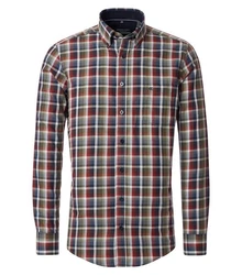 CASAMODA Langarmhemd B.D. Comfort Fit Rot/Dunkelgrün