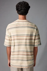 Next T-Shirt mit Strukturstreifen Beige/Mischfarben/Braun/Creme/Weiß