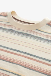 Next T-Shirt mit Strukturstreifen Beige/Mischfarben/Braun/Creme/Weiß