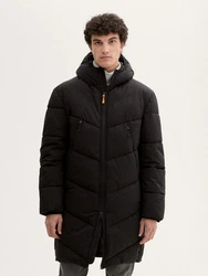 TOM TAILOR Denim Mantel Pufferparka schwarz