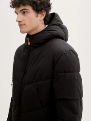 TOM TAILOR Denim Mantel Pufferparka schwarz