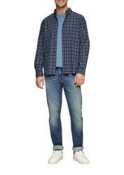 s.Oliver Langarmhemd mit Button-Down-Kragen Hellblau/Dunkelblau/Blau