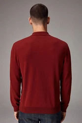 Next Polokragenpullover Langarm-Poloshirt Regular Fit Rot/Braun/Dunkelrot/Orange