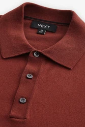 Next Polokragenpullover Langarm-Poloshirt Regular Fit Rot/Braun/Dunkelrot/Orange