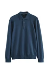 Next Polokragenpullover Langarm-Poloshirt Regular Fit Dunkelblau/Blau
