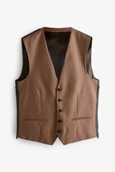 Next Anzugweste Signature Zignone Flanellanzug Braun/Dunkelbraun