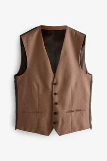 Next Anzugweste Signature Zignone Flanellanzug Braun/Dunkelbraun
