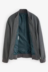 Next Bomberjacke Slim Fit (1-St) Dunkelgrau/Hellgrau/Grau