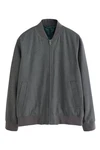 Next Bomberjacke Slim Fit (1-St) Dunkelgrau/Hellgrau/Grau