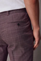 Next Anzughose Karierter Anzug Slim-Fit Lila/Rosa/Bordeaux/Dunkelrot