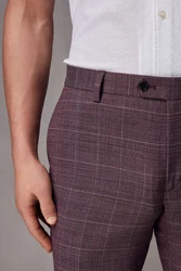Next Anzughose Karierter Anzug Slim-Fit Lila/Rosa/Bordeaux/Dunkelrot